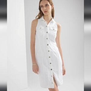WHBM White Denim Halter Sheath Dress Size 16 NWT